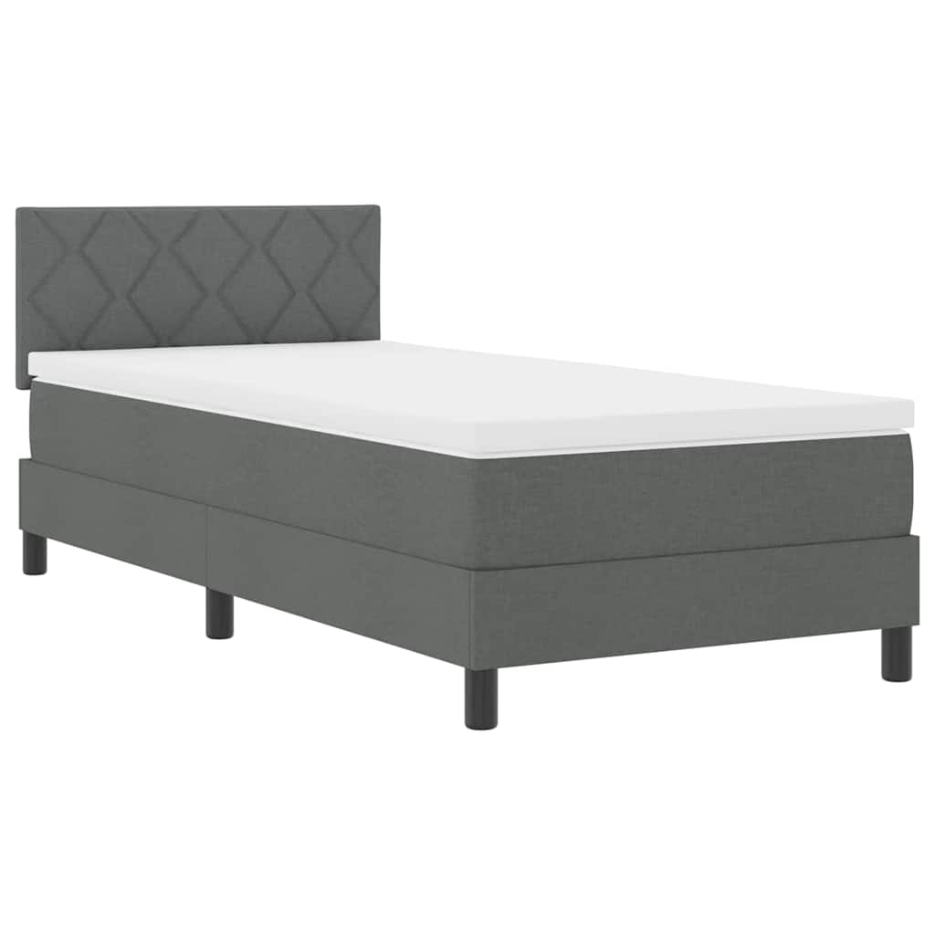 Postel S Boxspringem S Čelo Tmavě Šedá 100 X 200 Cm Textil
