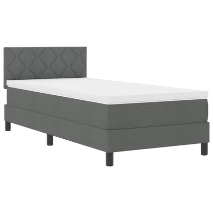 Postel S Boxspringem S Čelo Tmavě Šedá 100 X 200 Cm Textil