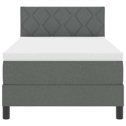 Postel S Boxspringem S Čelo Tmavě Šedá 100 X 200 Cm Textil