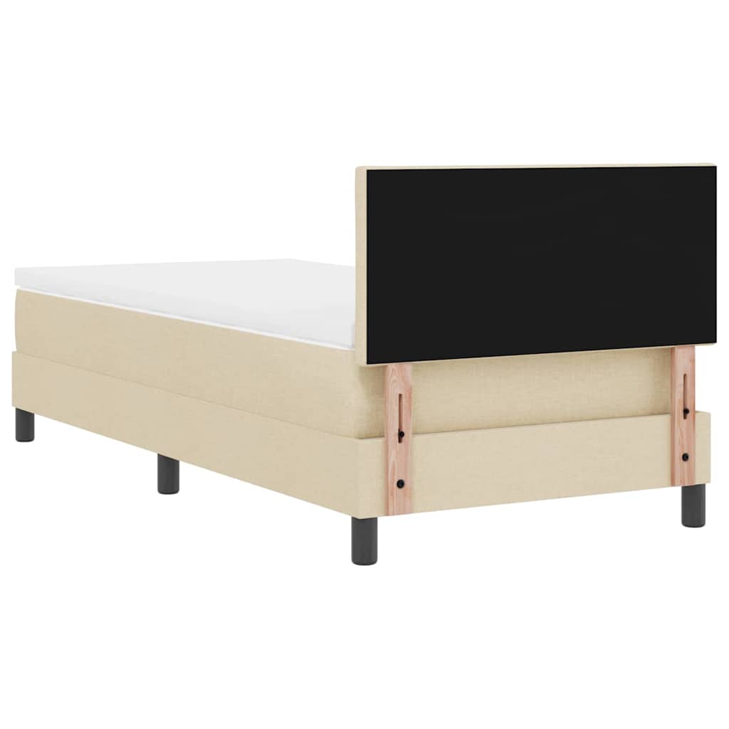 Postel S Boxspringem S Čelo Krémová 100 X 200 Cm Textil