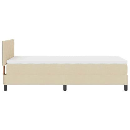 Postel S Boxspringem S Čelo Krémová 100 X 200 Cm Textil
