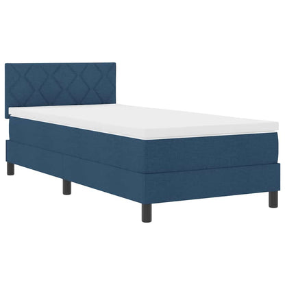 Postel S Boxspringem S Čelo Modrá 100 X 200 Cm Textil
