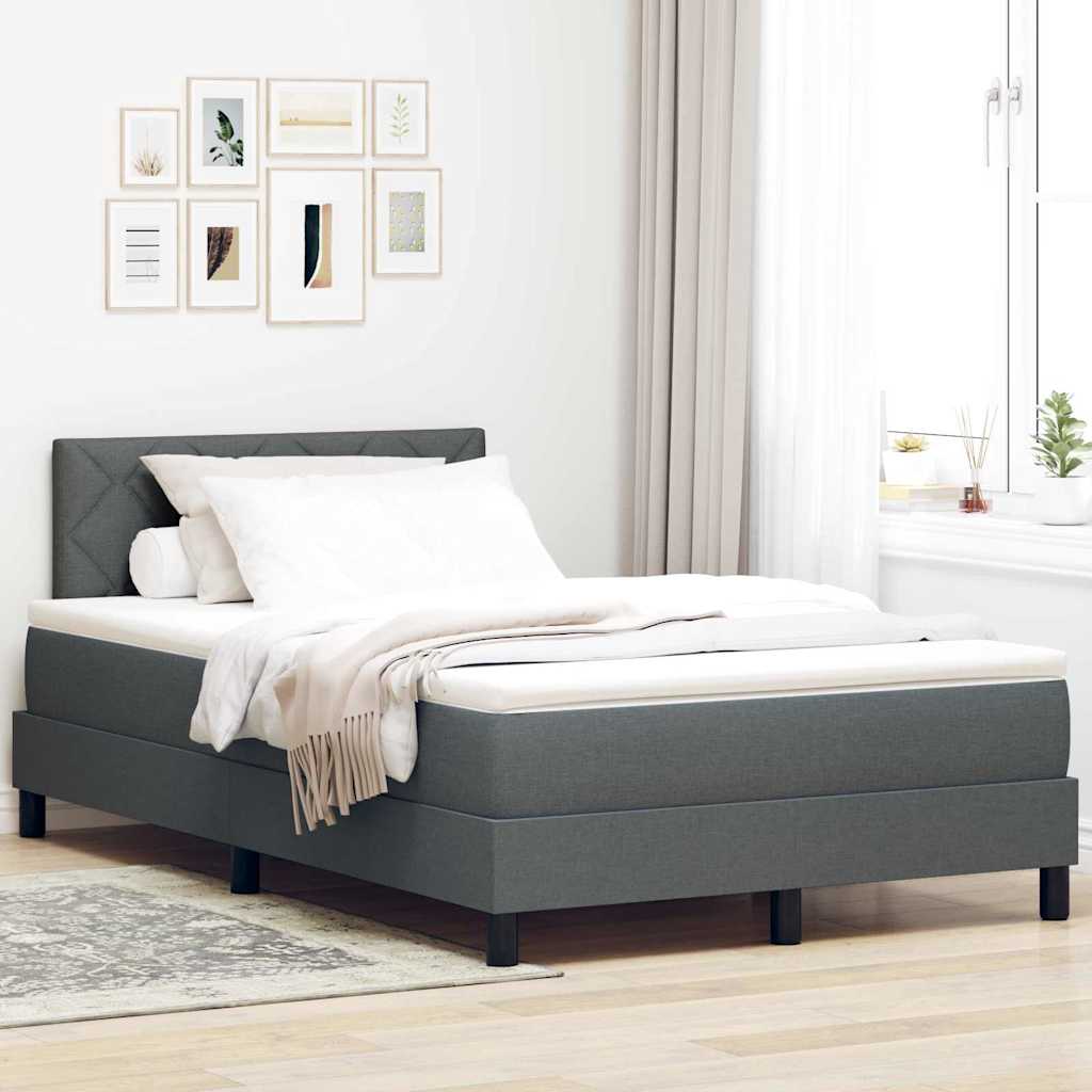 Postel S Boxspringem S Čelo Tmavě Šedá 120 X 190 Cm Textil