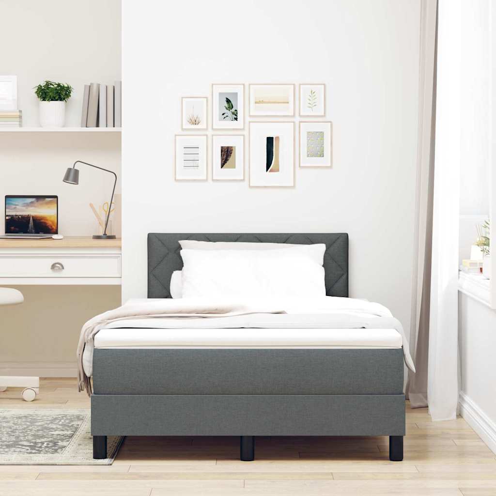 Postel S Boxspringem S Čelo Tmavě Šedá 120 X 190 Cm Textil