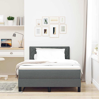 Postel S Boxspringem S Čelo Tmavě Šedá 120 X 190 Cm Textil
