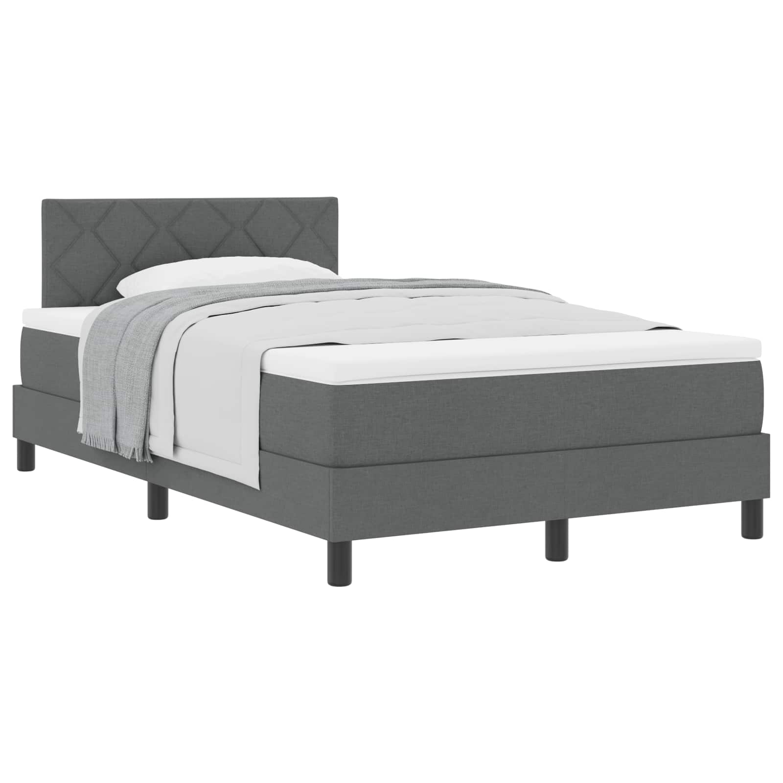 Postel S Boxspringem S Čelo Tmavě Šedá 120 X 190 Cm Textil