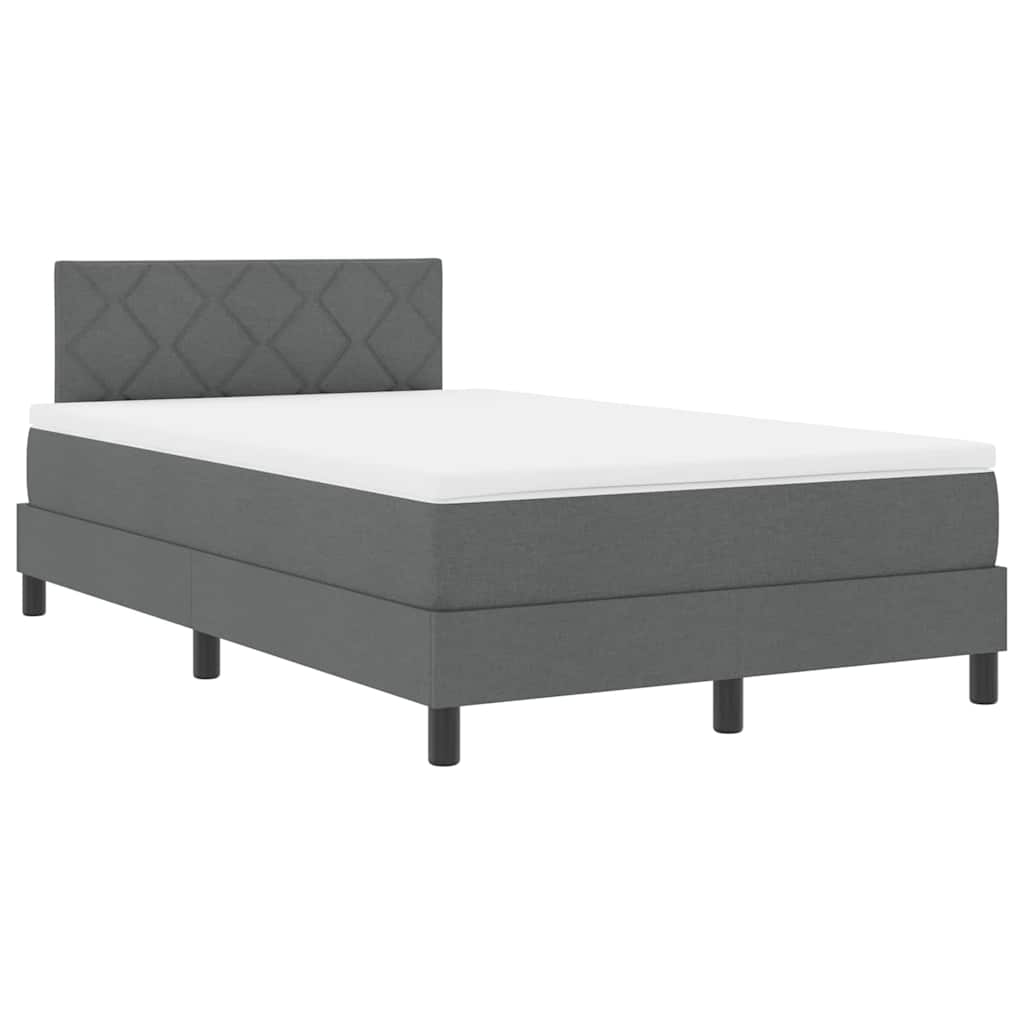 Postel S Boxspringem S Čelo Tmavě Šedá 120 X 190 Cm Textil