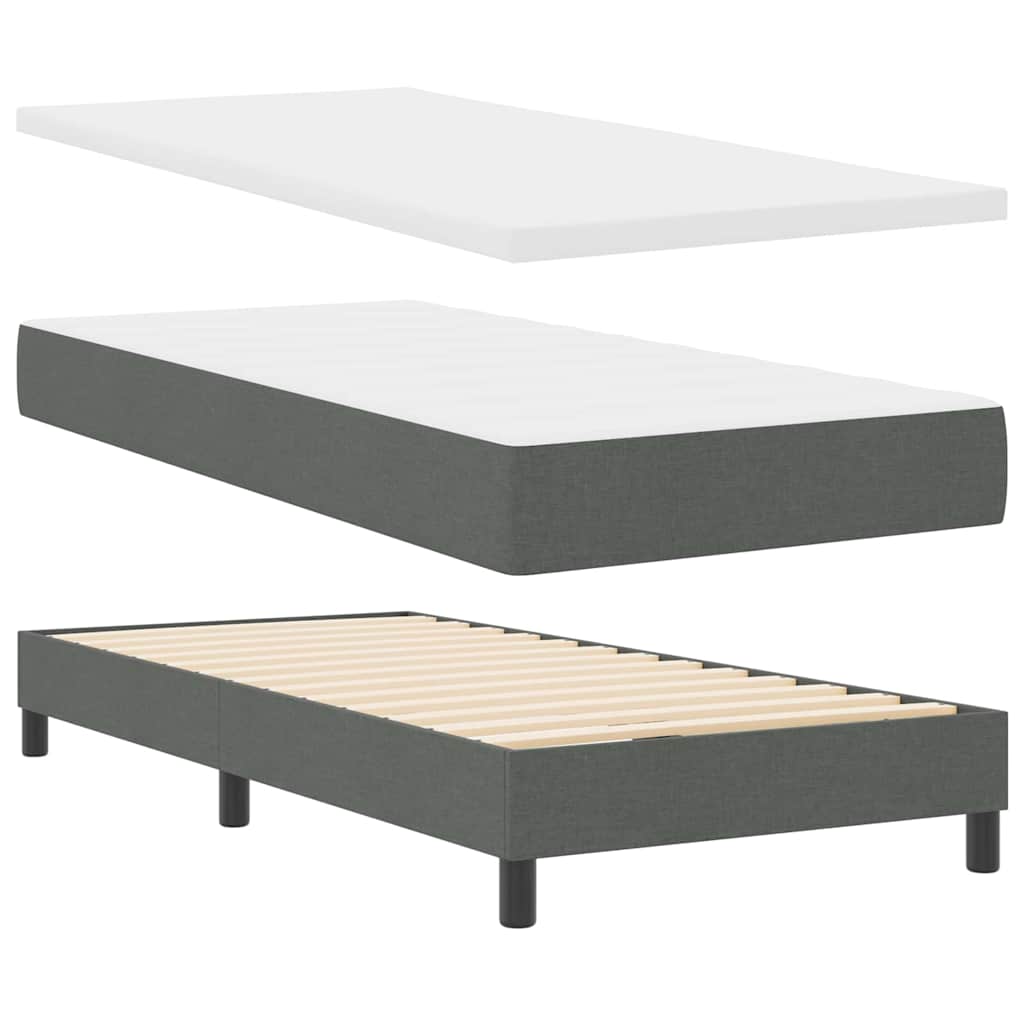 Postel S Boxspringem S Čelo Tmavě Šedá 120 X 190 Cm Textil