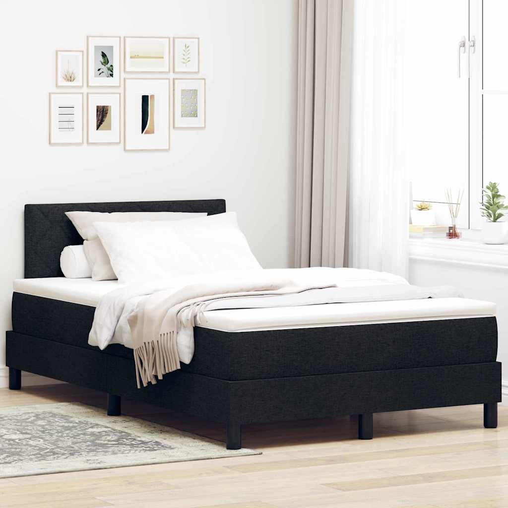 Postel S Boxspringem S Polštářem Černý 120 X 200 Cm Textil
