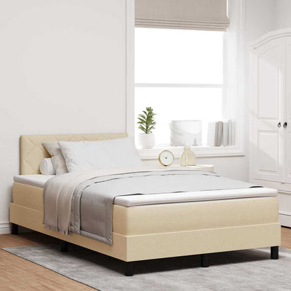 Postel S Boxspringem S Čelo Krémová 120 X 200 Cm Textil