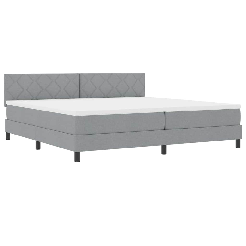 Postel S Boxspringem S Čelo Světle Šedá 200 X 200 Cm Textil