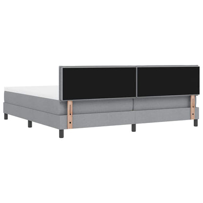 Postel S Boxspringem S Čelo Světle Šedá 200 X 200 Cm Textil