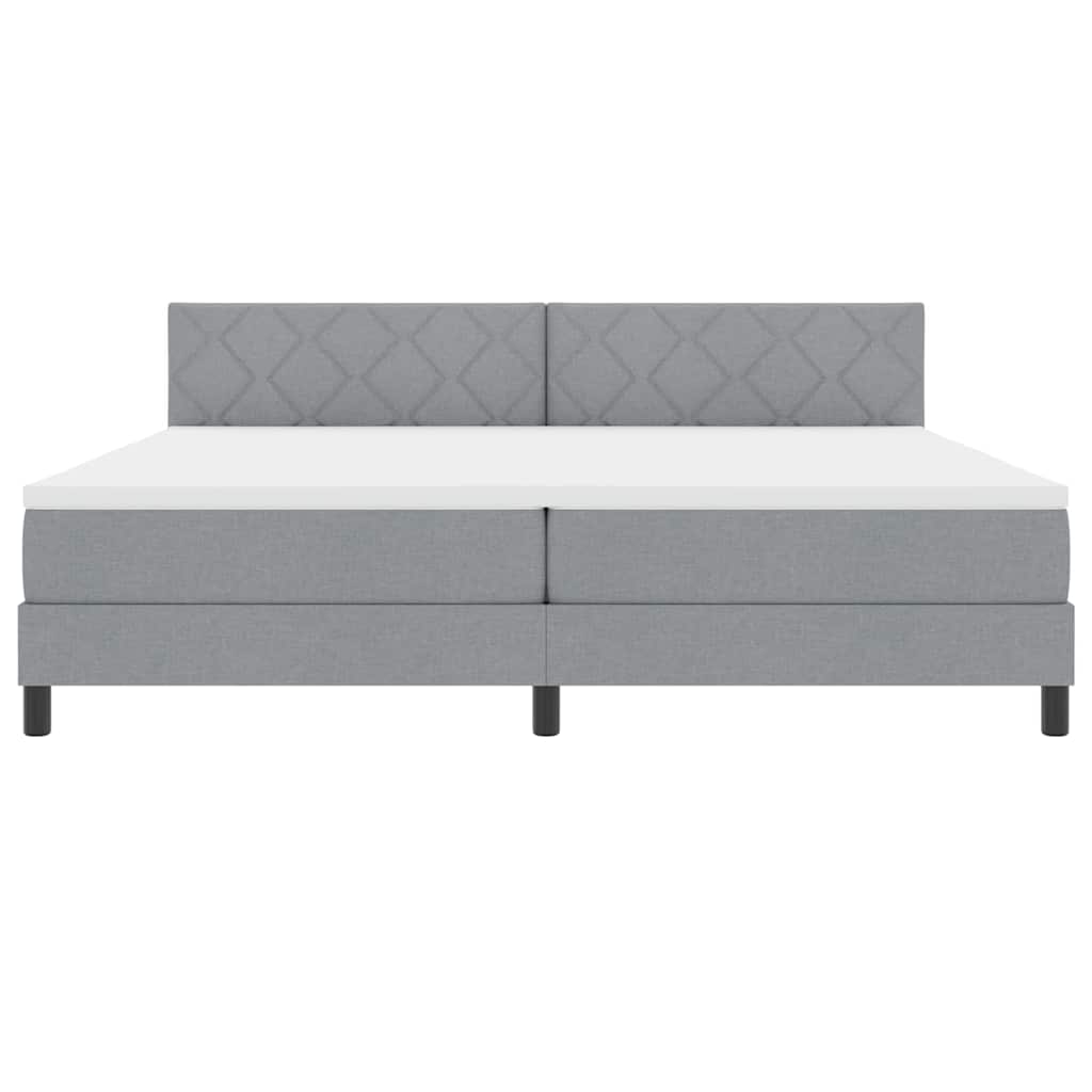 Postel S Boxspringem S Čelo Světle Šedá 200 X 200 Cm Textil