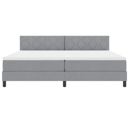 Postel S Boxspringem S Čelo Světle Šedá 200 X 200 Cm Textil