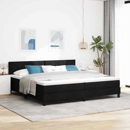 Postel S Boxspringem S Čelo Černý 200 X 200 Cm Textil