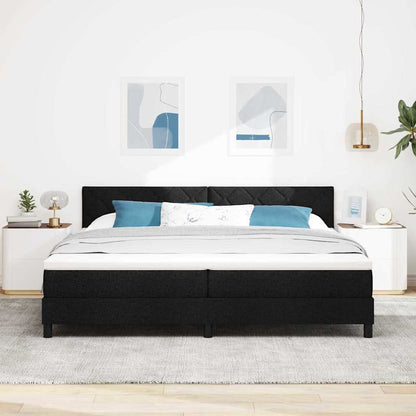 Postel S Boxspringem S Čelo Černý 200 X 200 Cm Textil