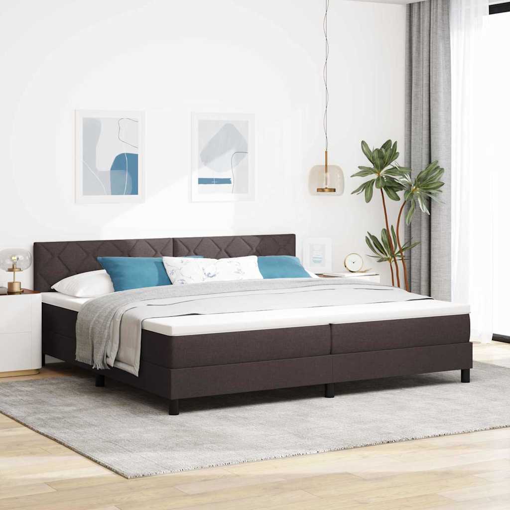 Postel S Boxspringem S Čelo Tmavě Hnědá 200 X 200 Cm Textil