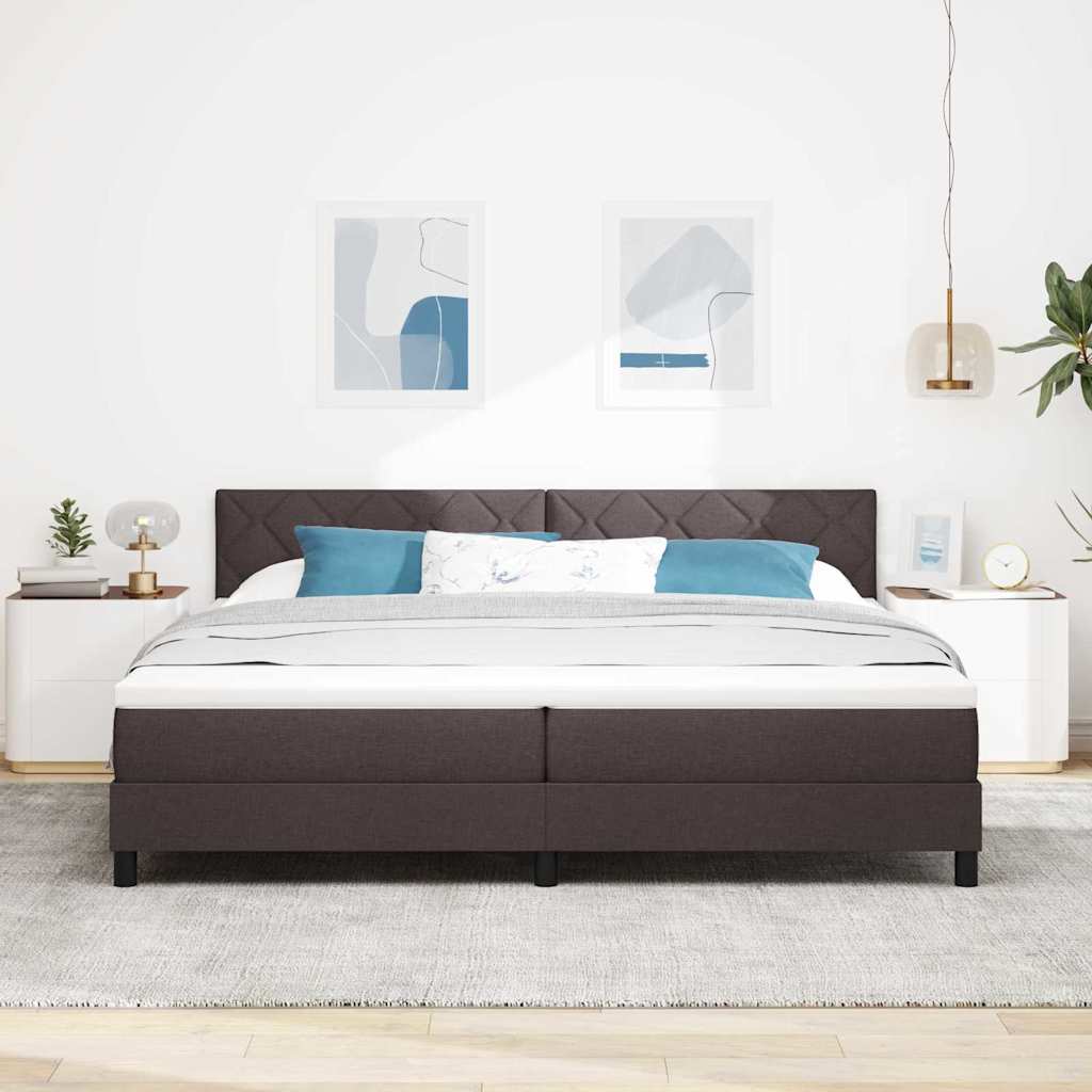 Postel S Boxspringem S Čelo Tmavě Hnědá 200 X 200 Cm Textil