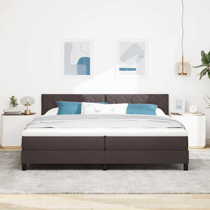 Postel S Boxspringem S Čelo Tmavě Hnědá 200 X 200 Cm Textil