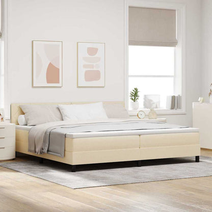 Postel S Boxspringem S Čelo Krémová 200 X 200 Cm Textil