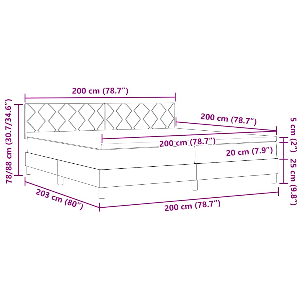 Postel S Boxspringem S Čelo Krémová 200 X 200 Cm Textil