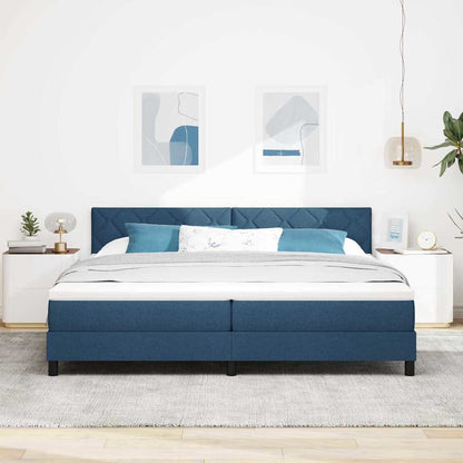 Postel S Boxspringem S Čelo Modrá 200 X 200 Cm Textil