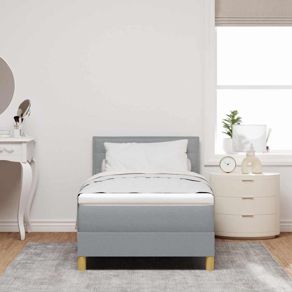 Postel S Boxspringem S Polštářem Světle Šedá 80 X 200 Cm Textil