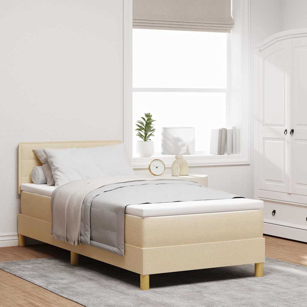 Postel S Boxspringem S Polštářem Krémová 80 X 200 Cm Textil