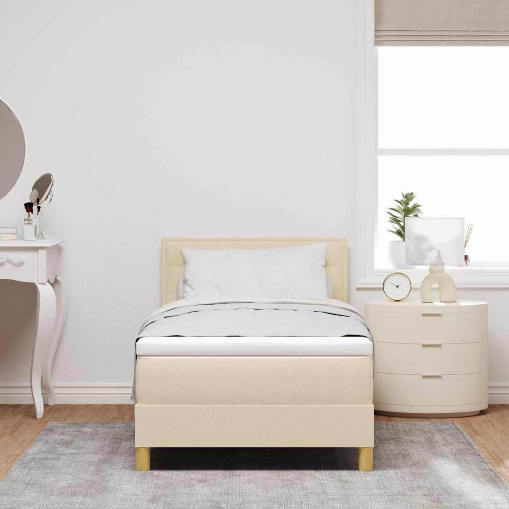 Postel S Boxspringem S Polštářem Krémová 80 X 200 Cm Textil