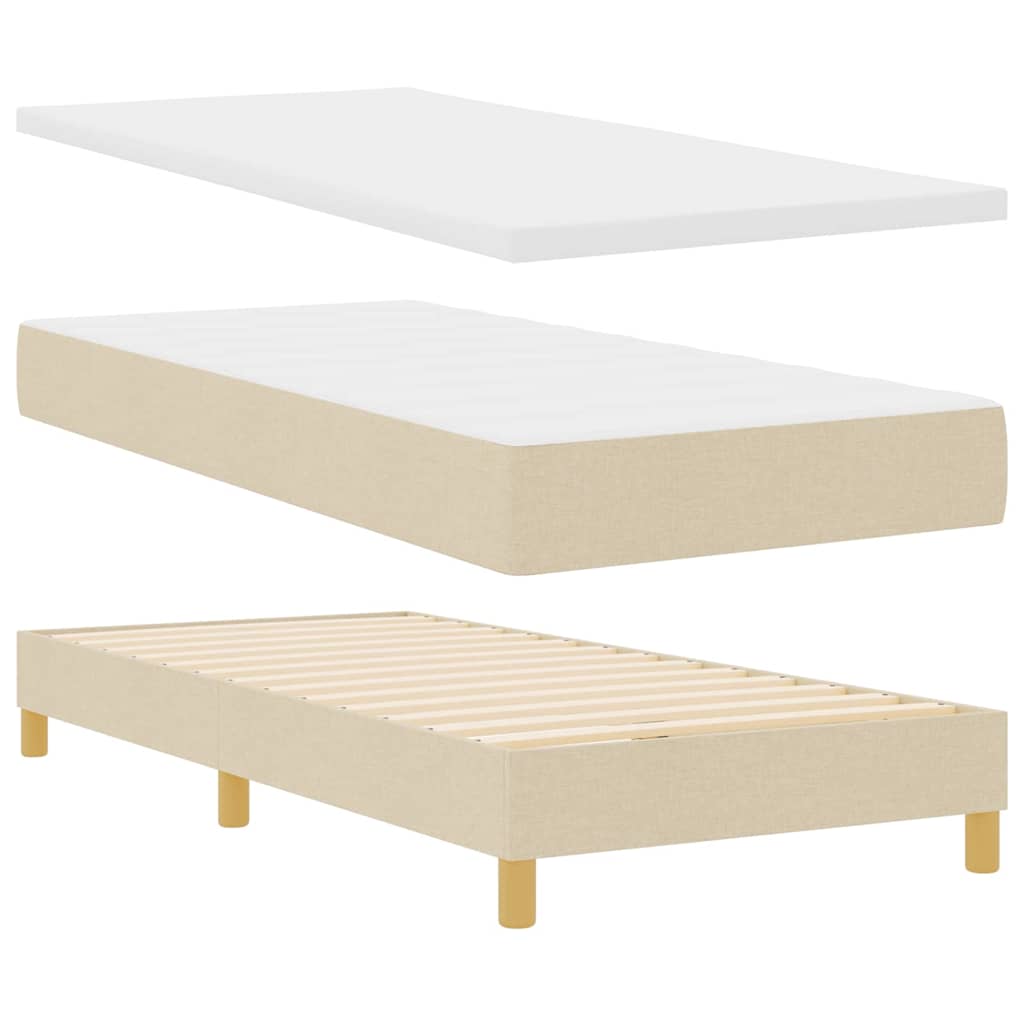 Postel S Boxspringem S Polštářem Krémová 80 X 200 Cm Textil