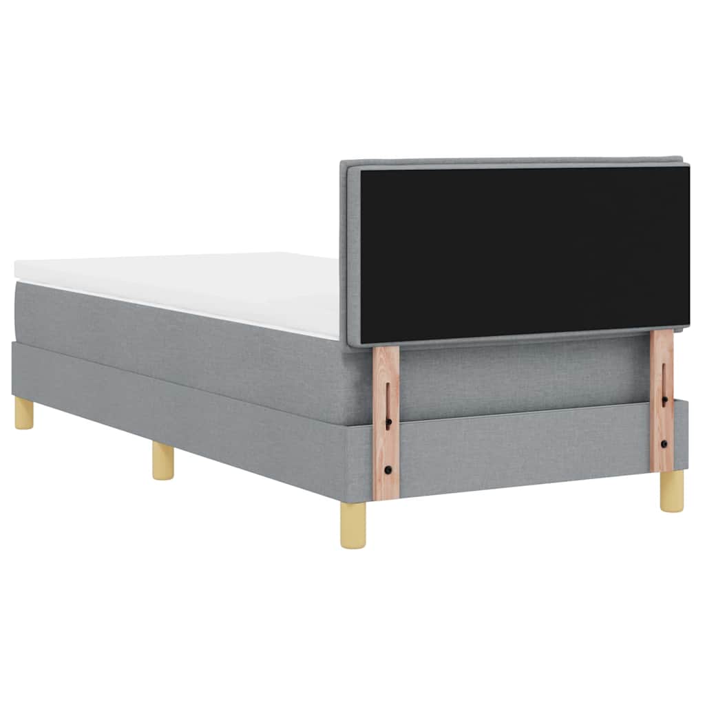 Postel S Boxspringem S Polštářem Světle Šedá 90 X 190 Cm Textil