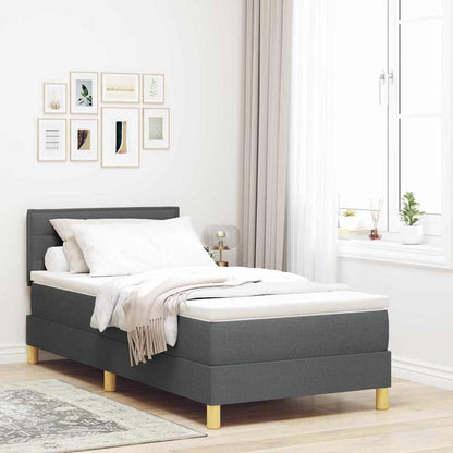 Postel S Boxspringem S Polštářem Tmavě Šedá 90 X 200 Cm Textil