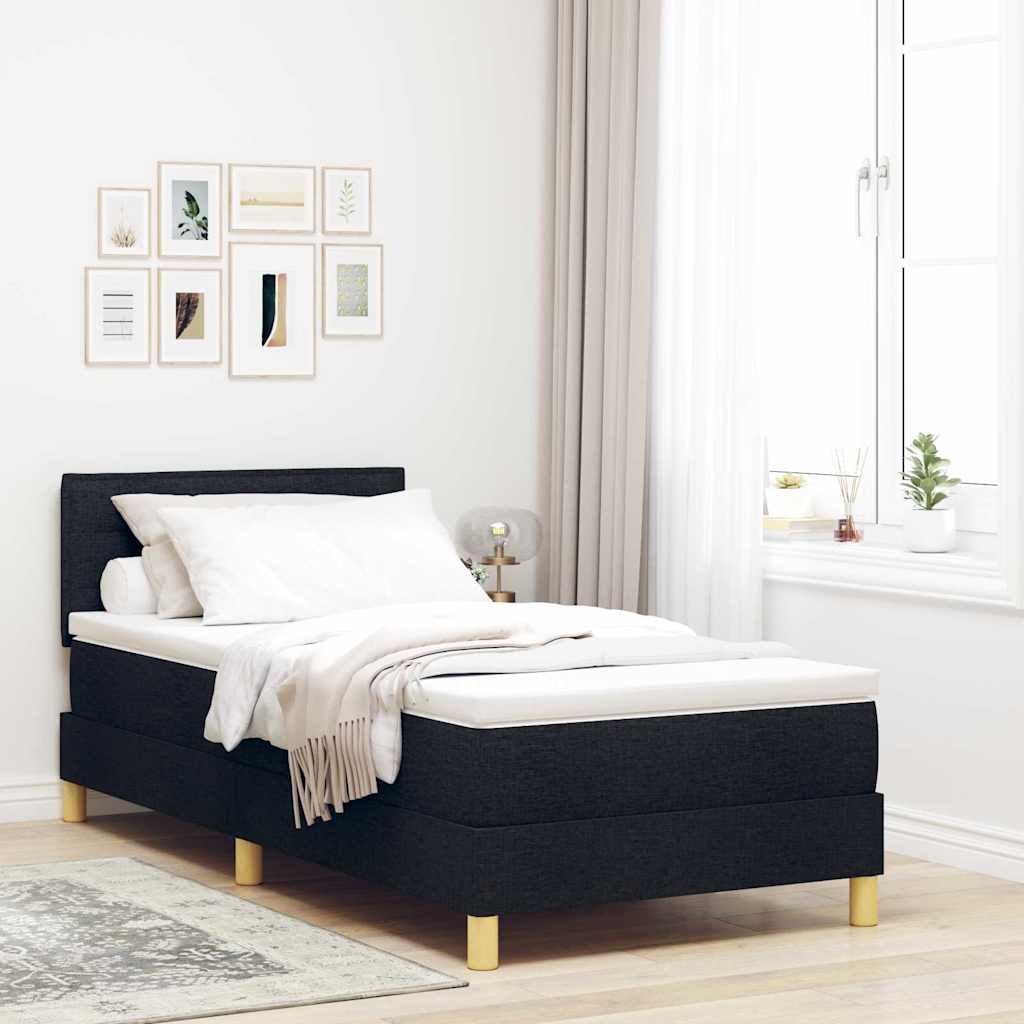 Postel S Boxspringem S Polštářem Černá 90 X 200 Cm Textil