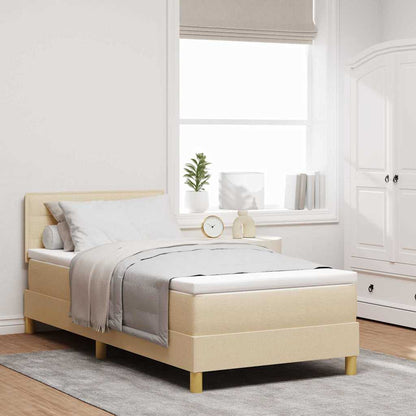Postel S Boxspringem S Polštářem Krémová 100 X 200 Cm Textil