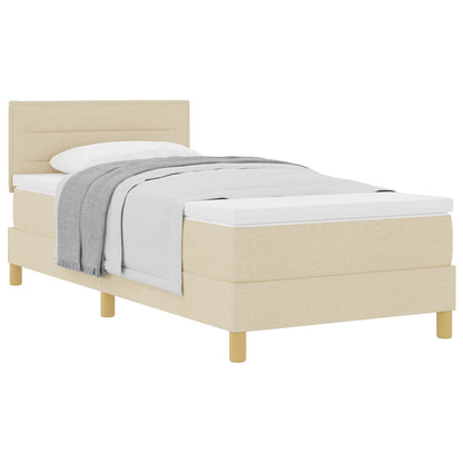 Postel S Boxspringem S Polštářem Krémová 100 X 200 Cm Textil