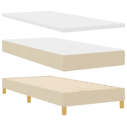 Postel S Boxspringem S Polštářem Krémová 100 X 200 Cm Textil