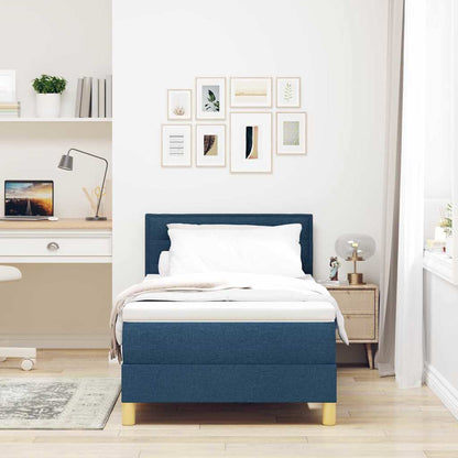 Postel S Boxspringem S Polštářem Modrá 100 X 200 Cm Textil