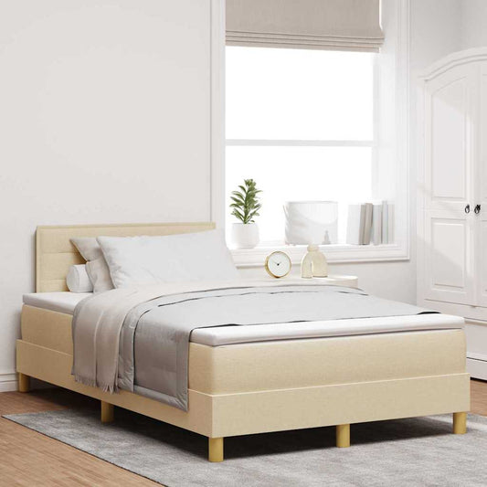 Postel S Boxspringem S Polštářem Krémová 120 X 190 Cm Textil