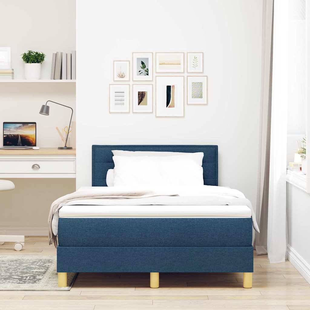 Postel S Boxspringem S Polštářem Modrá 120 X 190 Cm Textil