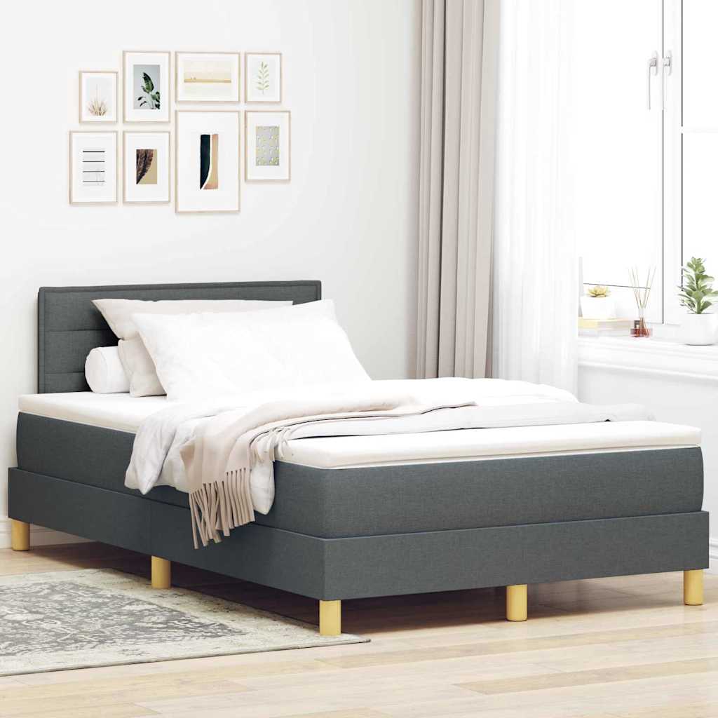 Postel S Boxspringem S Polštářem Tmavě Šedá 120 X 200 Cm Textil