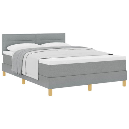 Postel S Boxspringem S Čelo Světle Šedá 140 X 190 Cm Textil