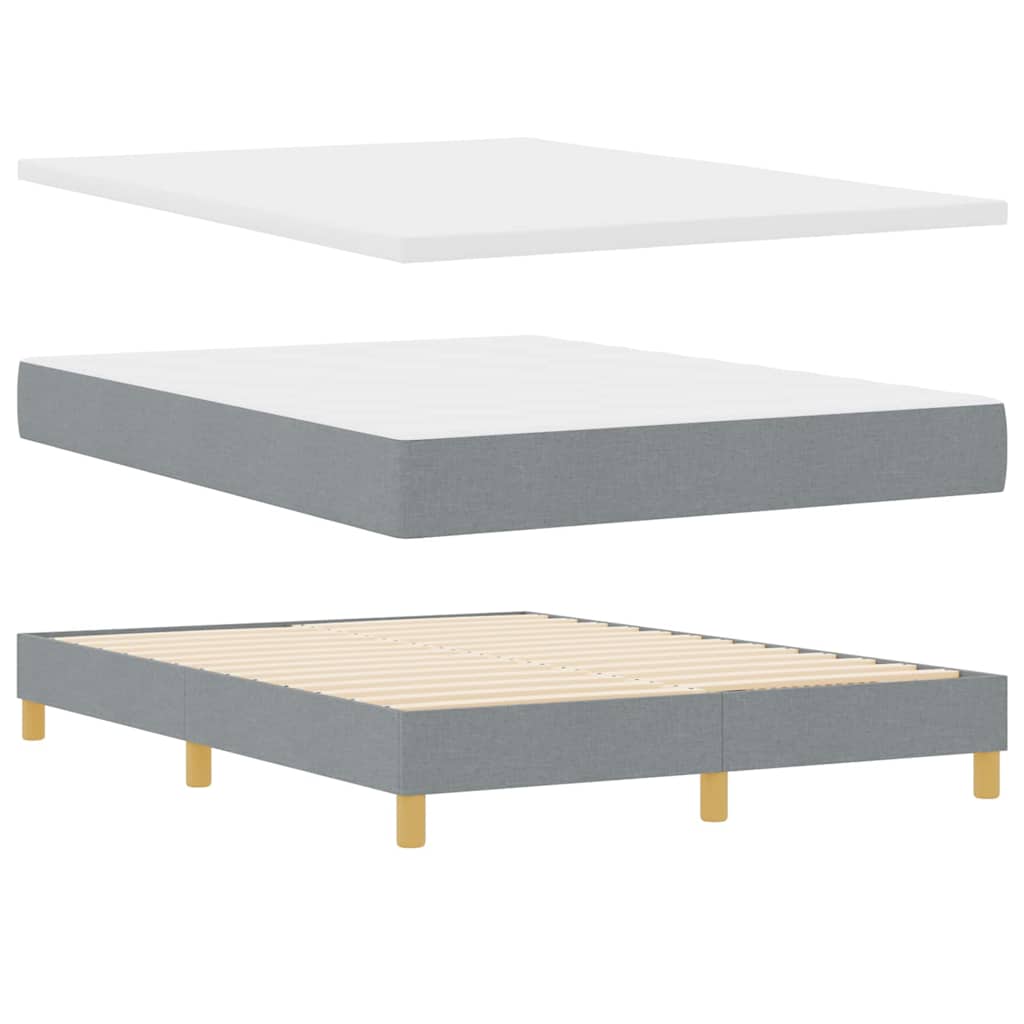 Postel S Boxspringem S Čelo Světle Šedá 140 X 190 Cm Textil
