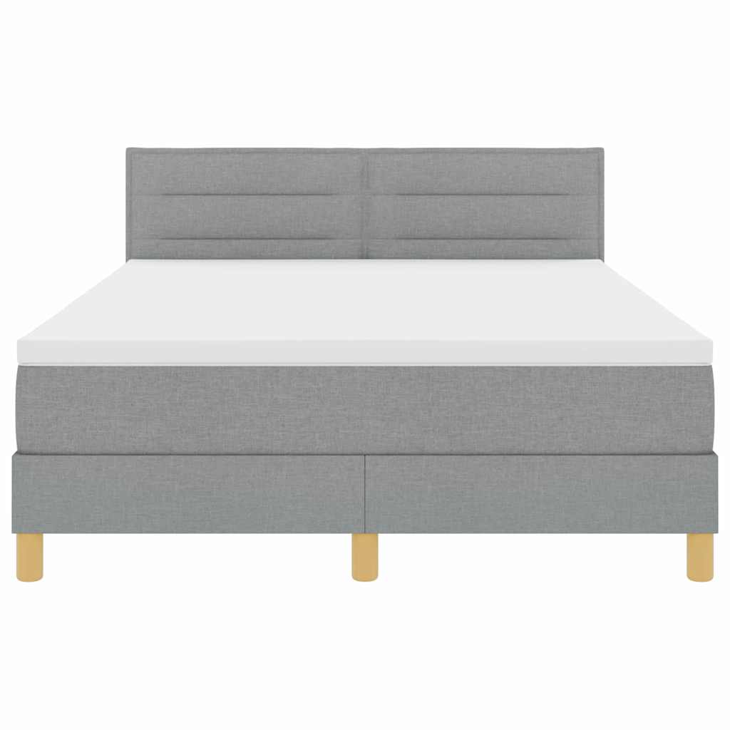 Postel S Boxspringem S Čelo Světle Šedá 140 X 190 Cm Textil