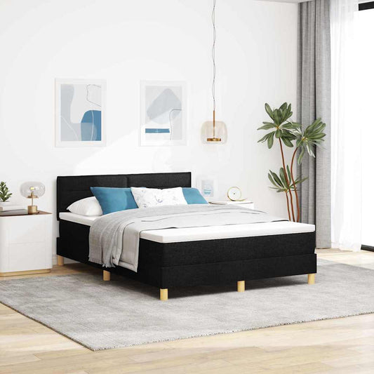 Postel S Boxspringem S Polštářem Černá 140 X 190 Cm Textil