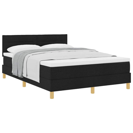 Postel S Boxspringem S Polštářem Černá 140 X 190 Cm Textil