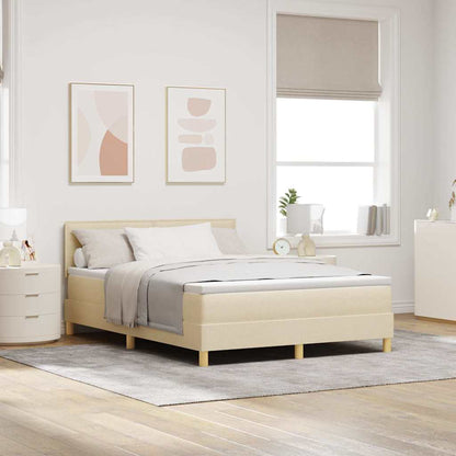 Postel S Boxspringem S Polštářem Krémová 140 X 190 Cm Textil