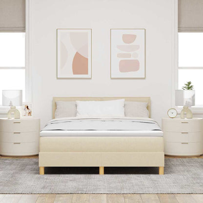 Postel S Boxspringem S Polštářem Krémová 140 X 190 Cm Textil