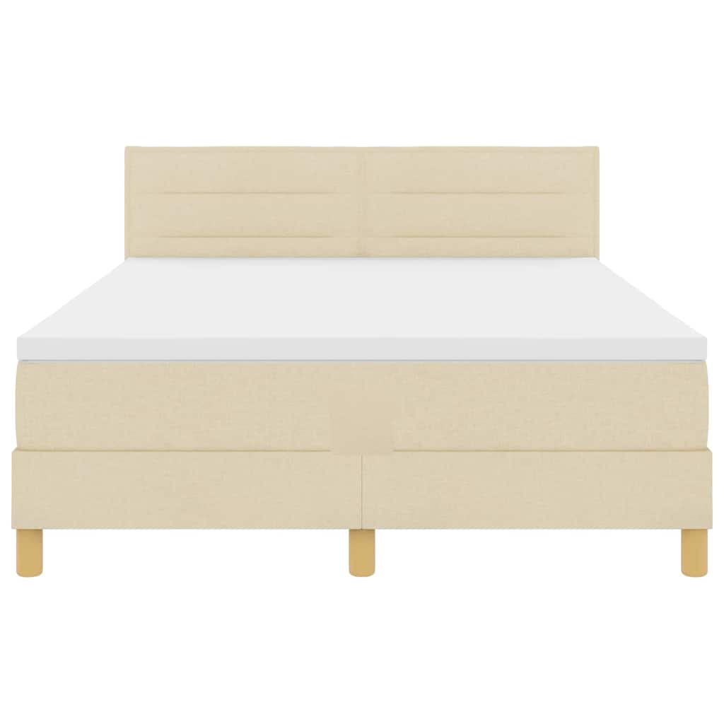 Postel S Boxspringem S Polštářem Krémová 140 X 190 Cm Textil