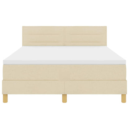 Postel S Boxspringem S Polštářem Krémová 140 X 190 Cm Textil