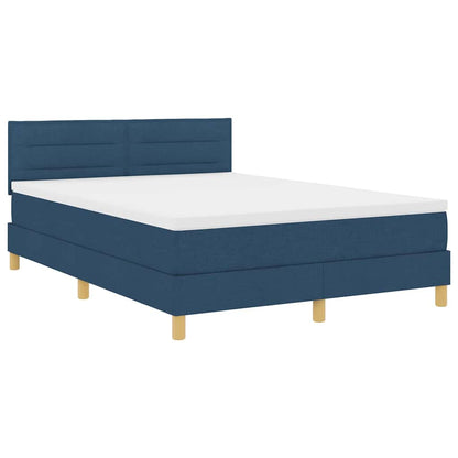 Postel S Boxspringem S Polštářem Modrá 140 X 190 Cm Textil